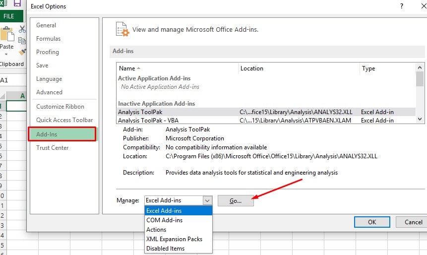 Remove excel Add-ins