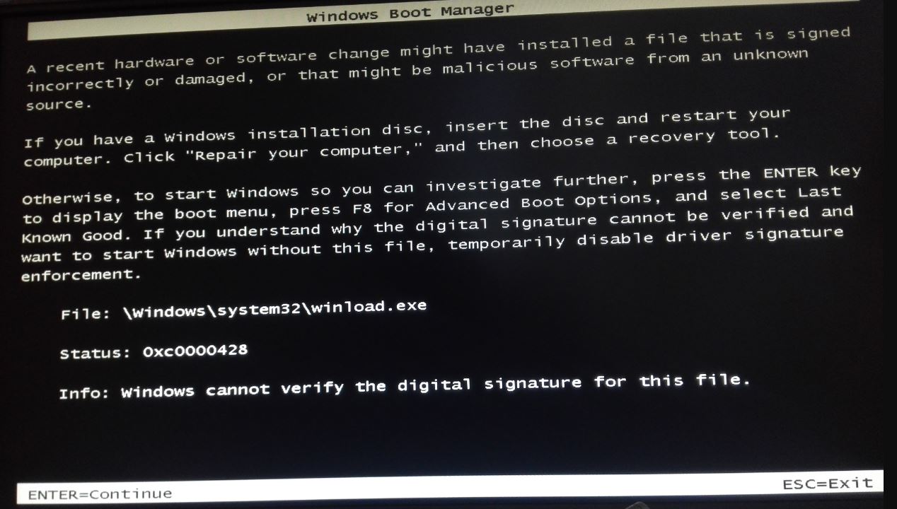 Windows Cannot Verify the Digital Signature