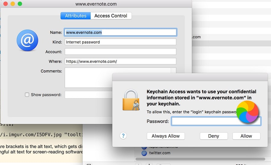 manage passwords using keychain