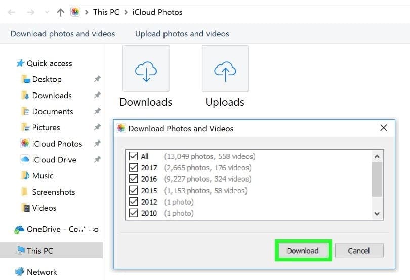 Download all photos from iCloud to pc