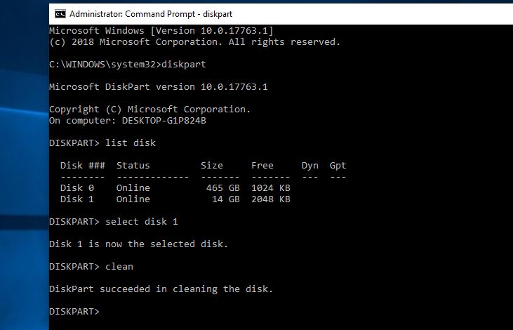 clean disk command
