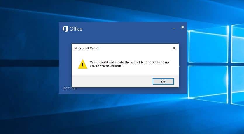 word could not create the work file
