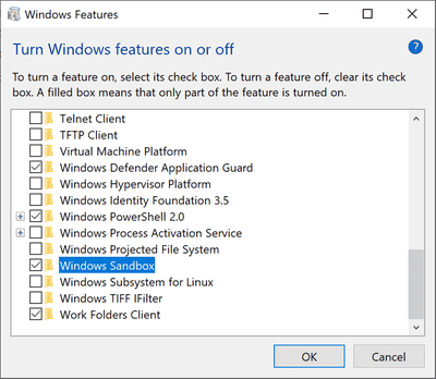 enable Windows Sandbox feature