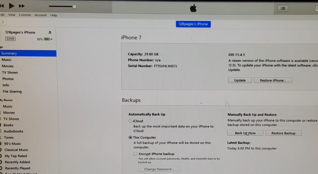 How to back up iPhone to iTunes