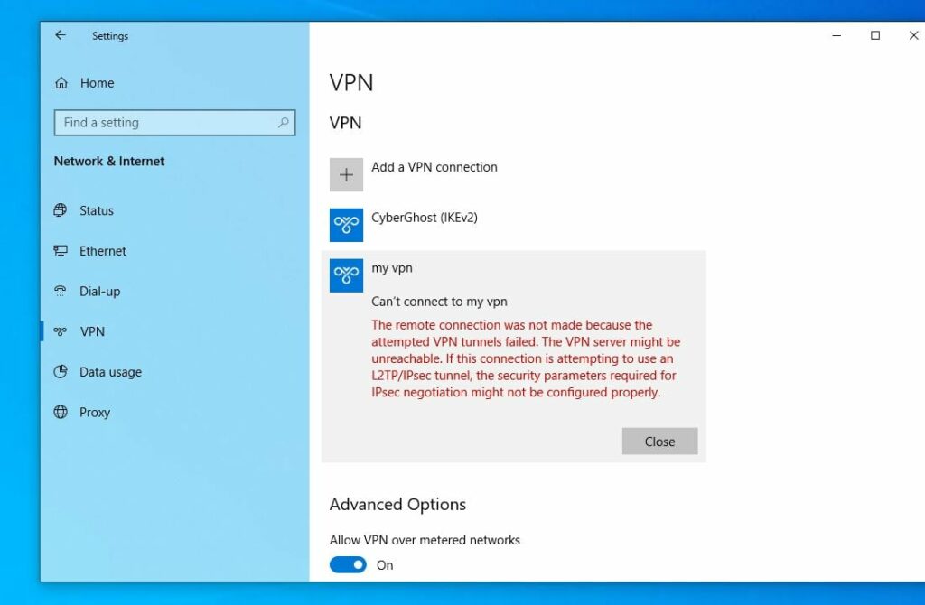 VPN error 691 on Windows 10