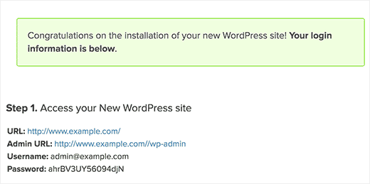 wordpress install sucessful