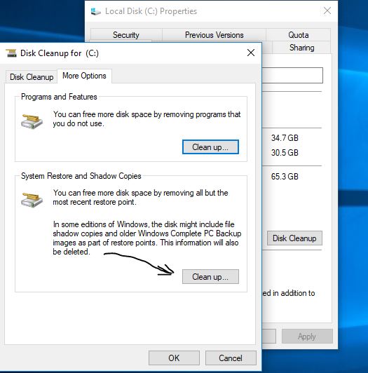 Deleting System Restore and Shadow Copies