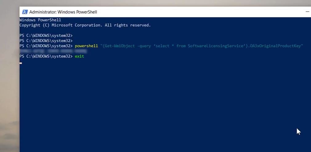 Find windows 10 product key using command prompt