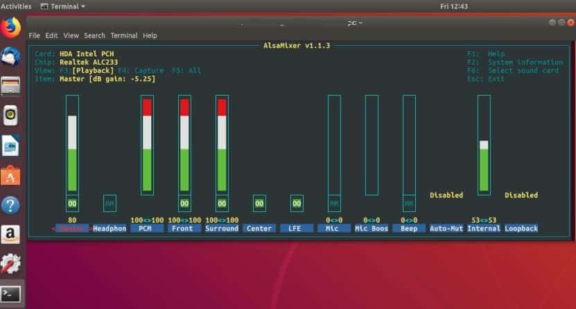 ubuntu 18.04 alsa mixer
