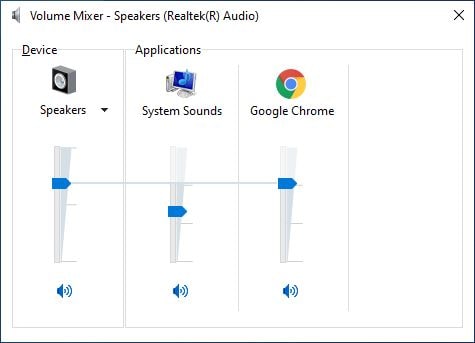 Windows volume mixer