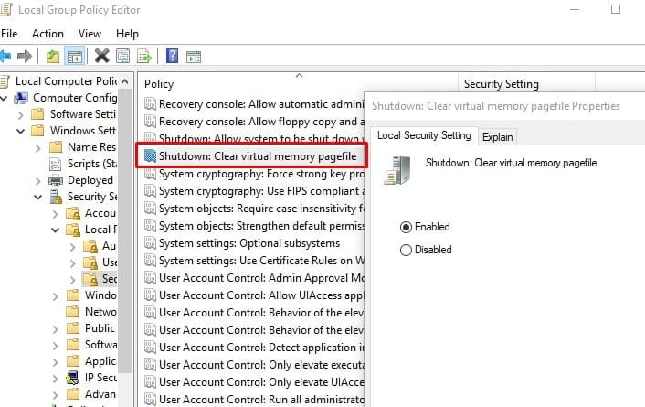Clear the Pagefile in Windows Group Policy