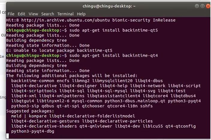 Install BackIn time on Ubuntu