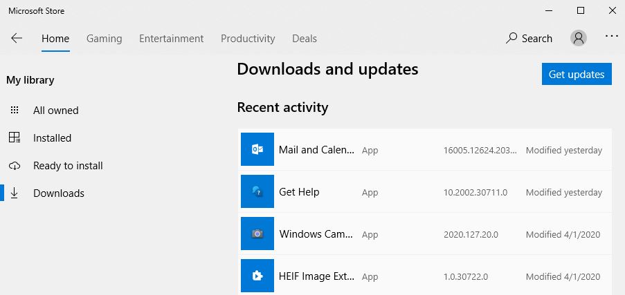 Update Microsoft Store apps