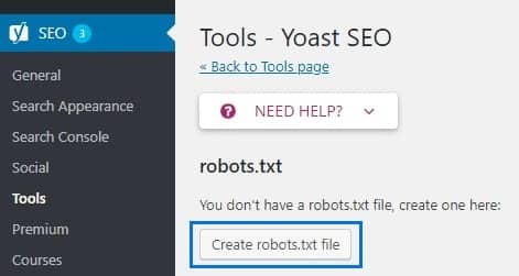 Use Yoast to create a robots.txt file