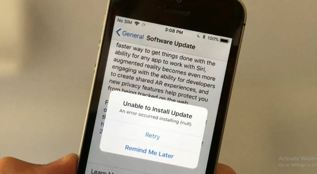 Error Occurred Installing iOS update