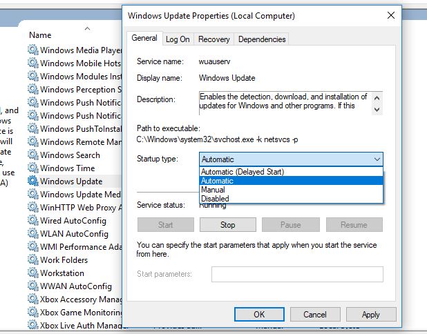 Restart the Windows Update Service