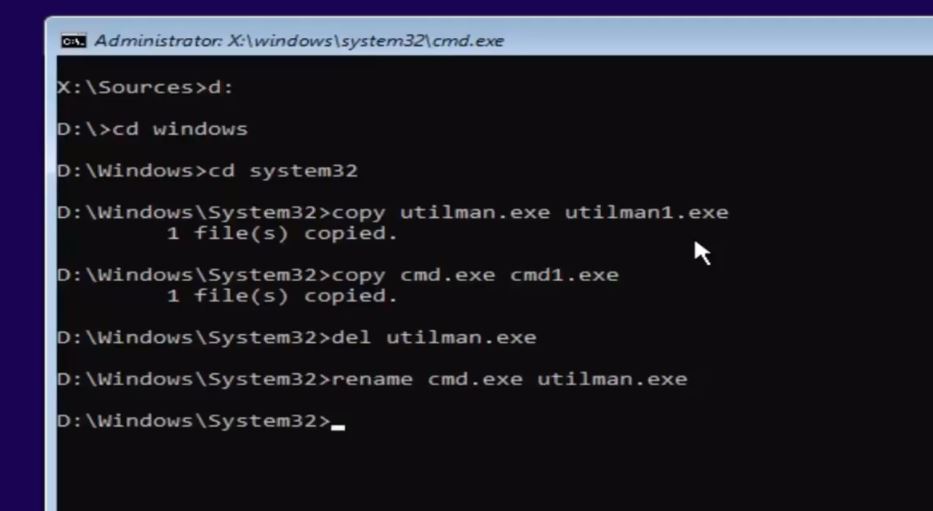Reset windows 10 password using command prompt