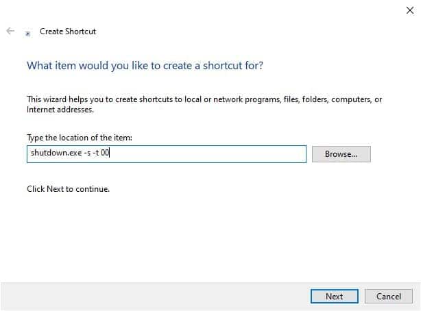 windows 10 shutdown shortcut