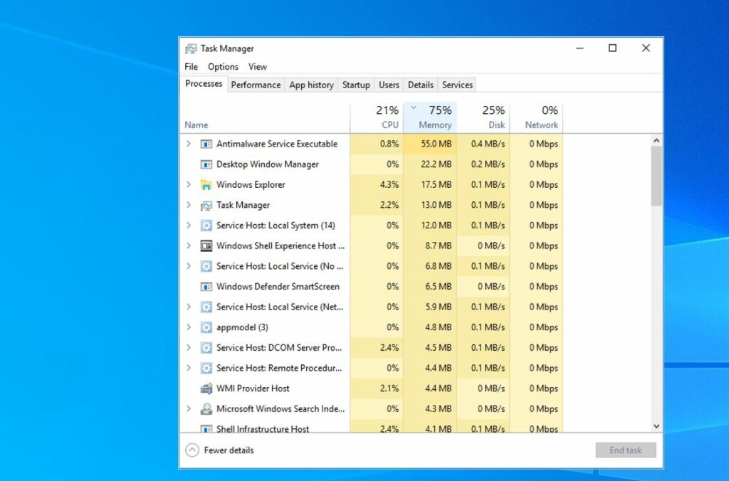windows 10 high memory usage