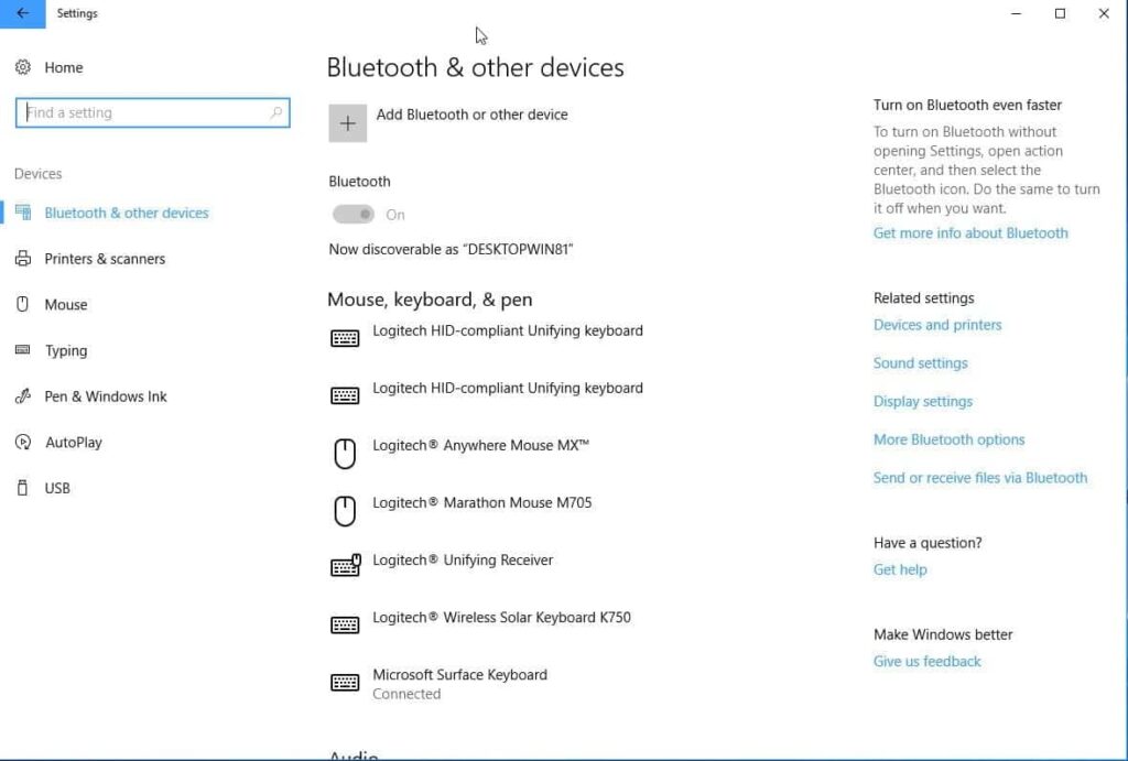 can't turn On or Off Bluetooth on Windows 10