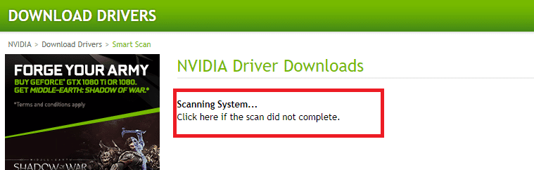 NVidia Latest Driver scan