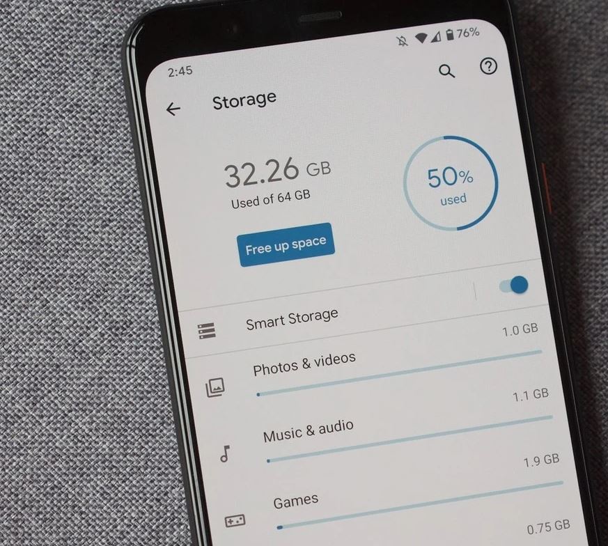 Phone storage overview