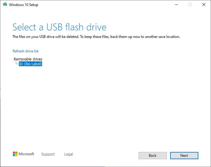 Select USB flash Drive