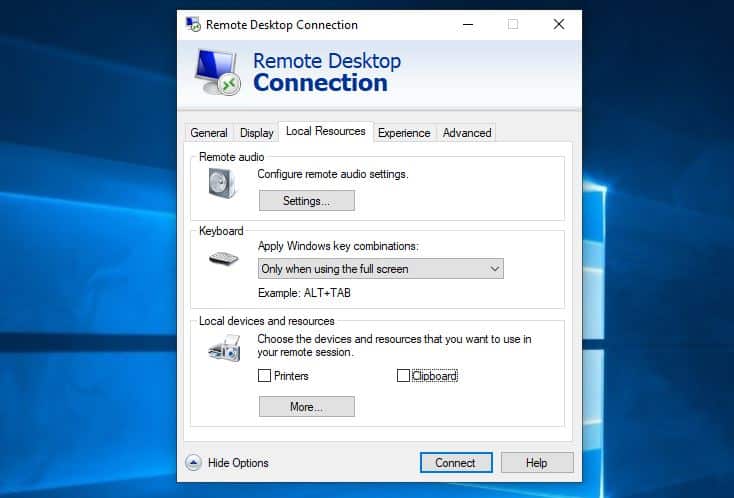 Turn off Printer Redirection for Remote Desktop