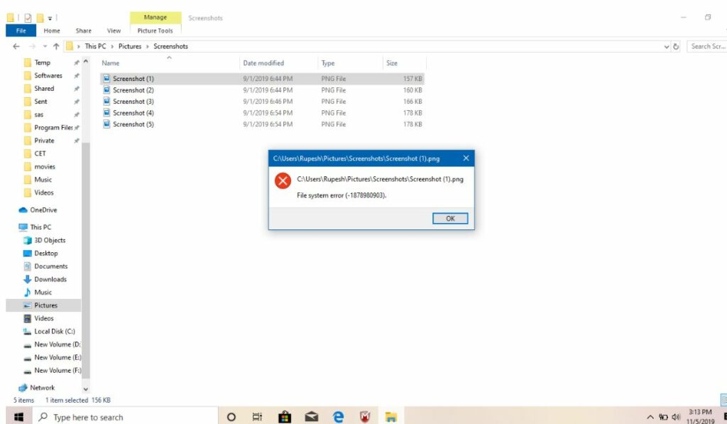 Windows 10 file system error