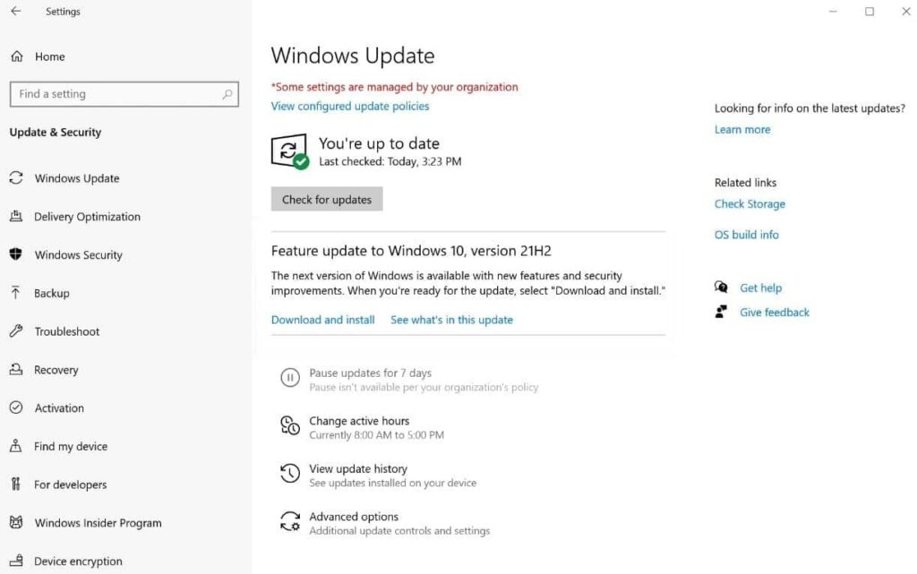 windows 10 21H2 update