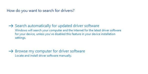 search automatically for updated driver