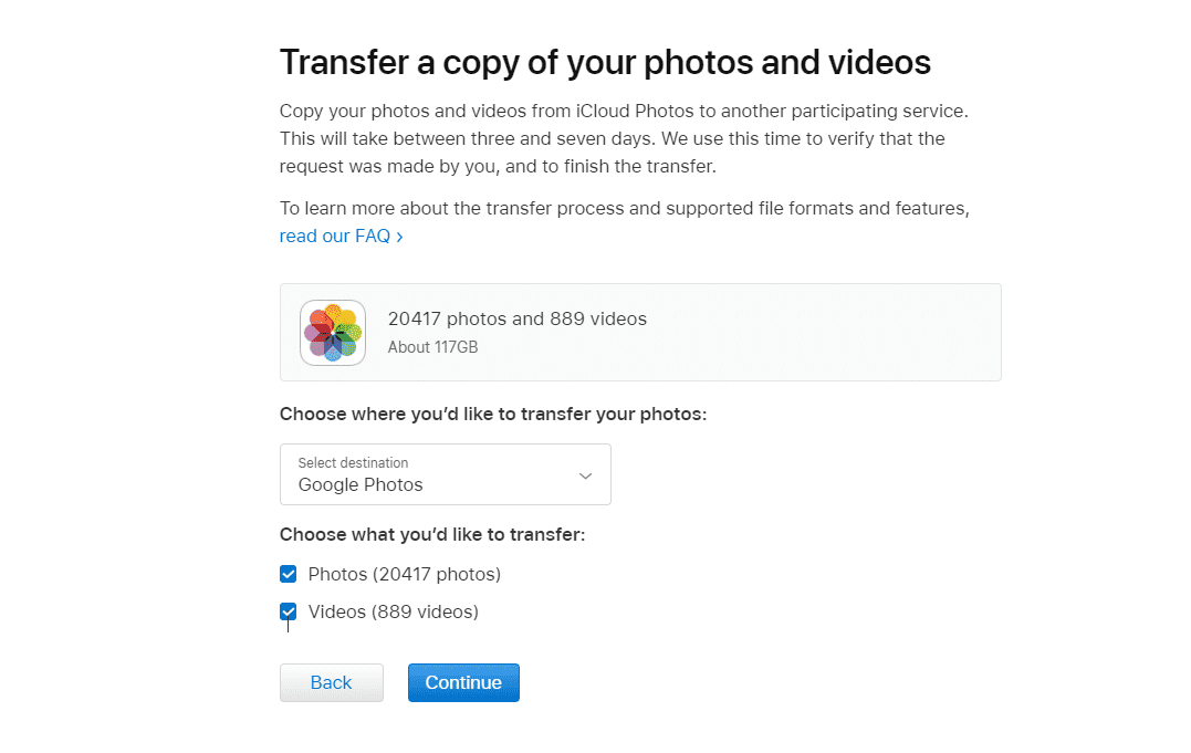 Copy your photos from Apple Photos to Google Photos