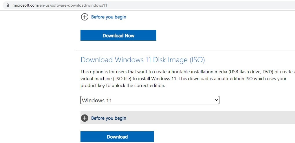 Select Windows 11 ISO