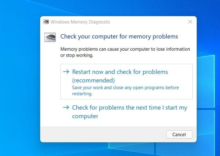 Memory diagnostic tool windows 11