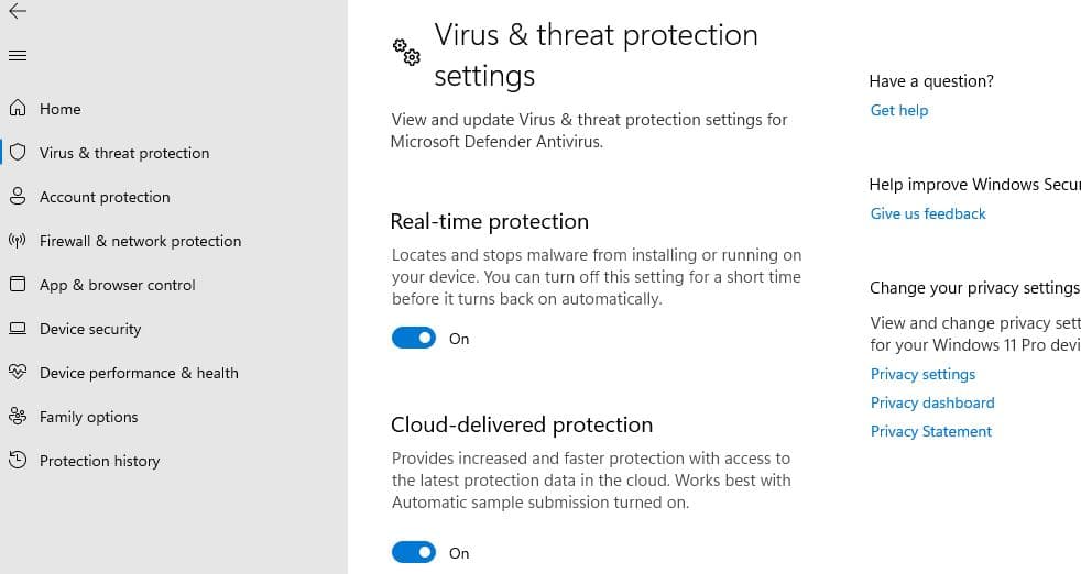 Real time protection windows 11