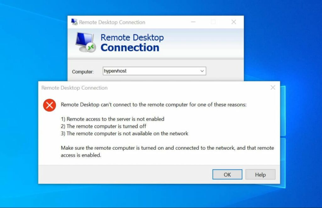 can't connect to the remote computer